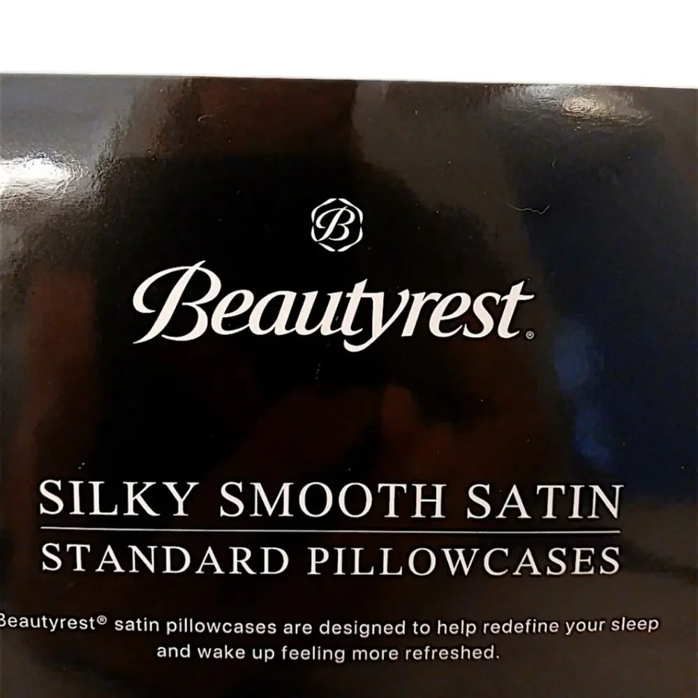 2 Pc Beautyrest STANDARD Satin Pillowcases BLUE Silky Therapeutic Ha…